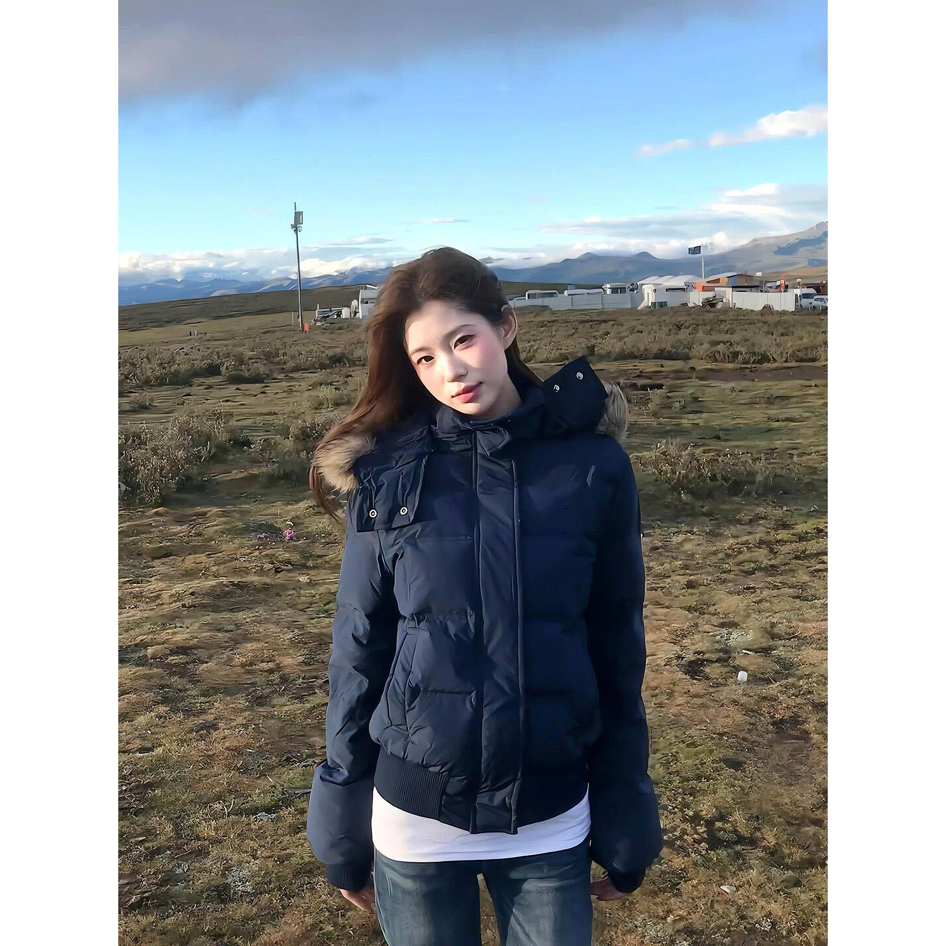 巨好看的短款藏青色羽绒服女冬季高级感小个子加厚设计感棉服外套