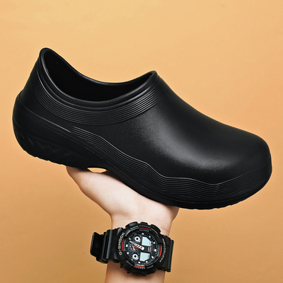 海峡虎防水厨师鞋EVA踩屎感男鞋外穿内防滑大码厚底鞋男防滑轻便