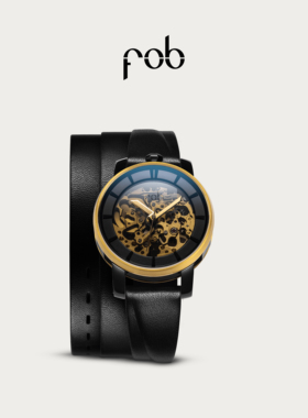 FOB手表女款R360进口个性单三环真皮表带手表时尚小表盘机械腕表