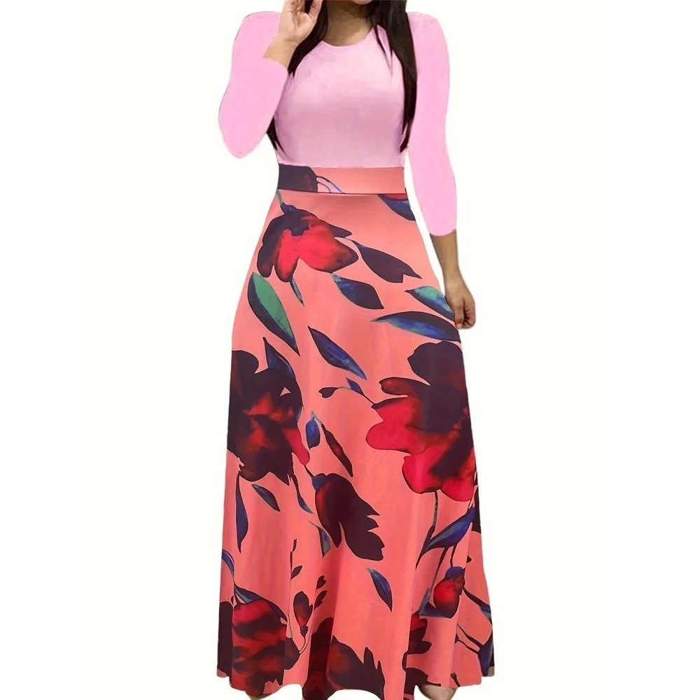 女士花朵印花短袖大码连衣裙 Floral Print Oversized Maxi Dress,女装/女士精品,连衣裙,淘宝优惠券,粉丝福利购,淘宝优惠卷