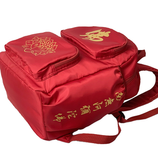 红色双肩背包佛系禅意香袋寺庙妈祖进香包僧人居士背包耐磨防泼水