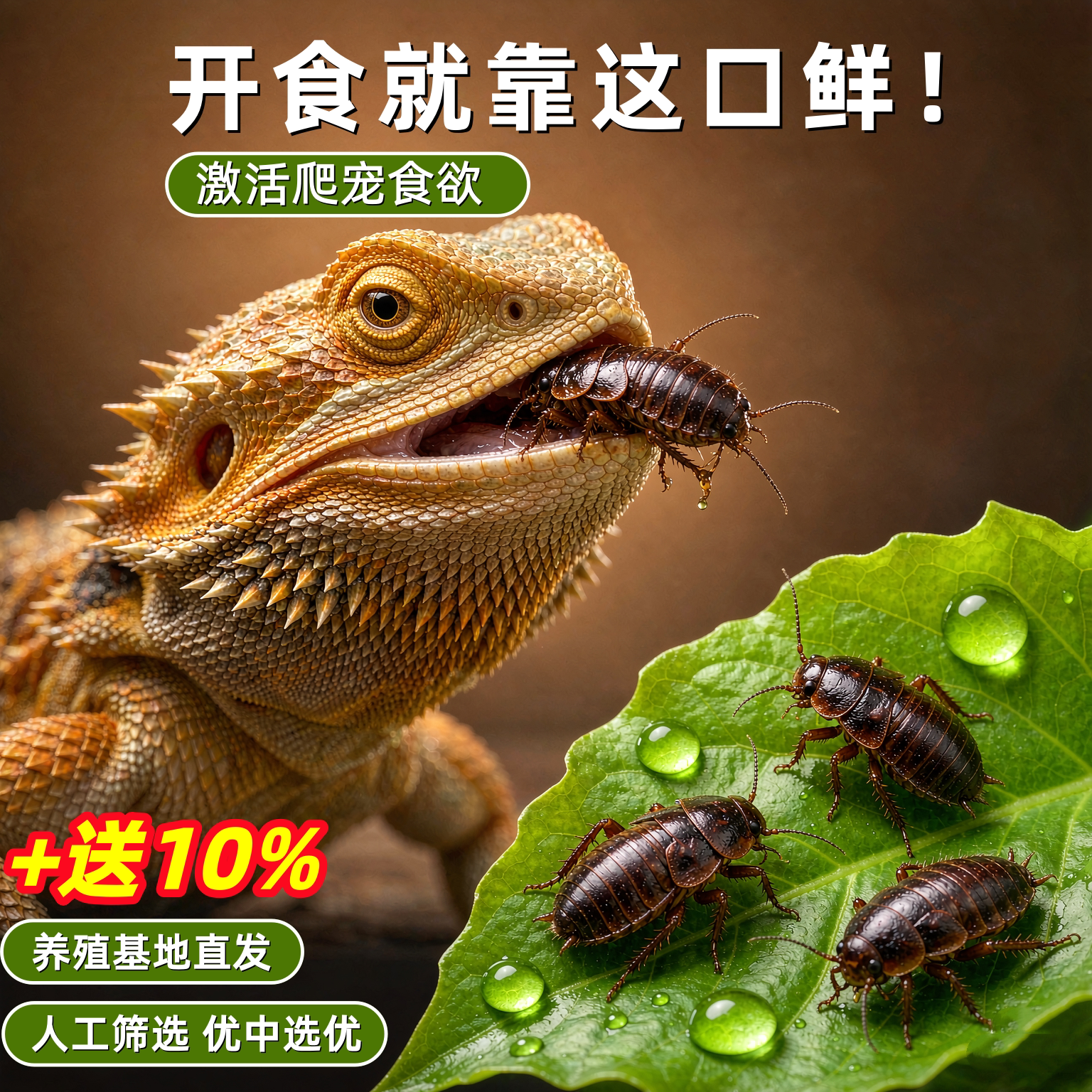 杜比亚蟑螂活体宠物饲料爬宠鬃狮龙鱼活饵鸟类爬宠饲料繁殖组樱桃