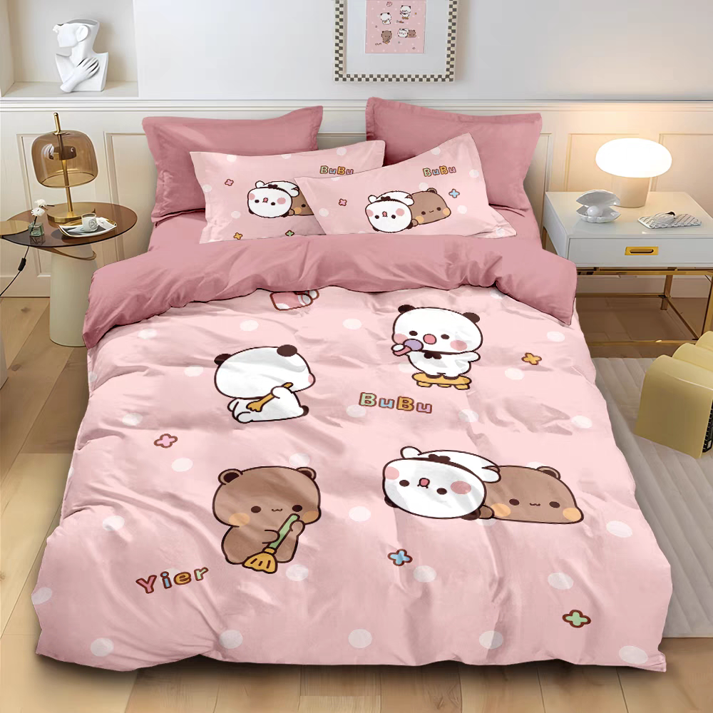 一二布布全棉四件套卡通纯棉可爱床单被套床笠儿童学生床上3件套