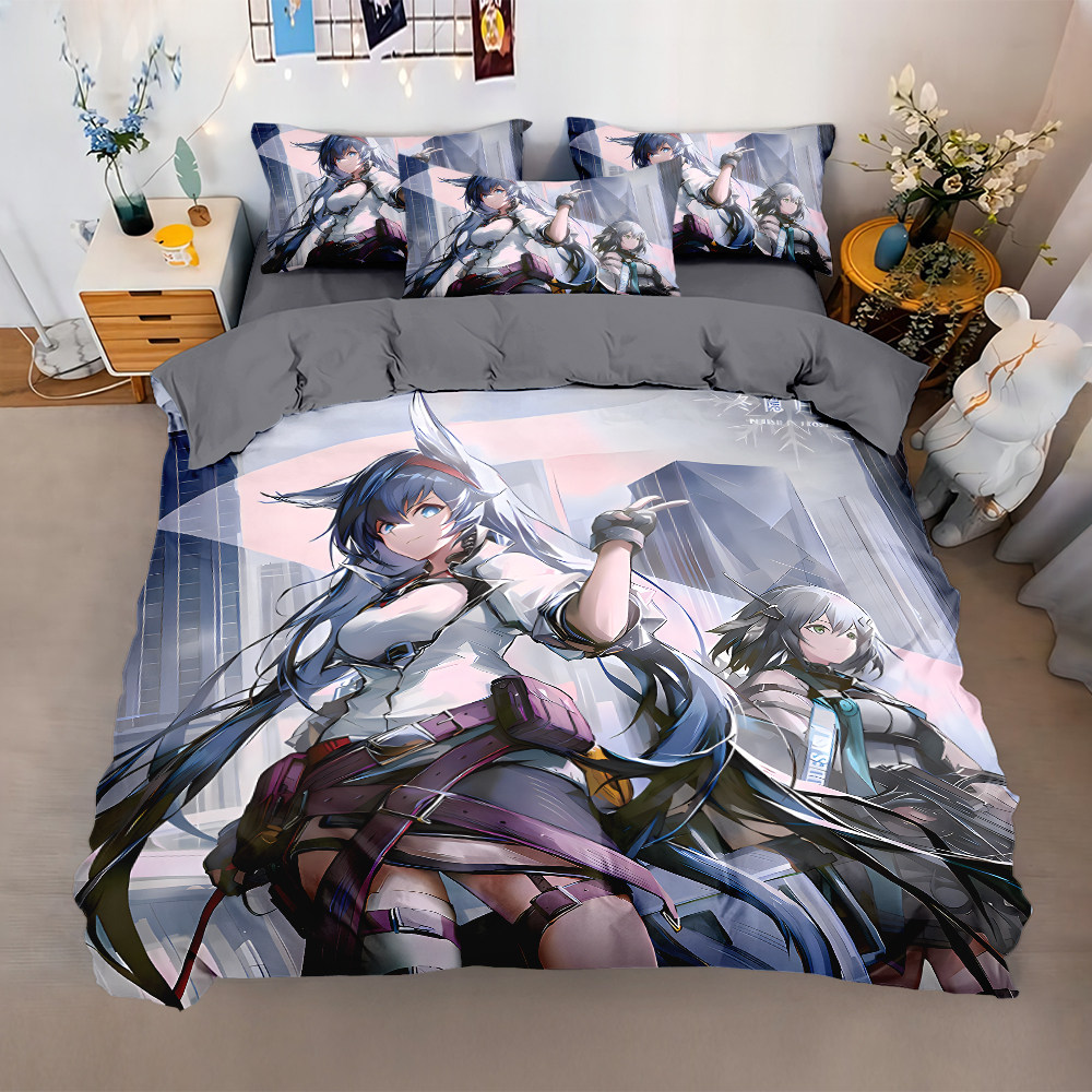 明日方舟四件套磨毛手游卡通被套男生非纯棉床单款学生卡通可定制