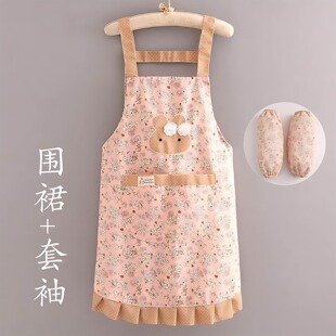 网红全棉帆布薄款 工作服上班女 套两件套2021新款 夏天穿透气围裙袖