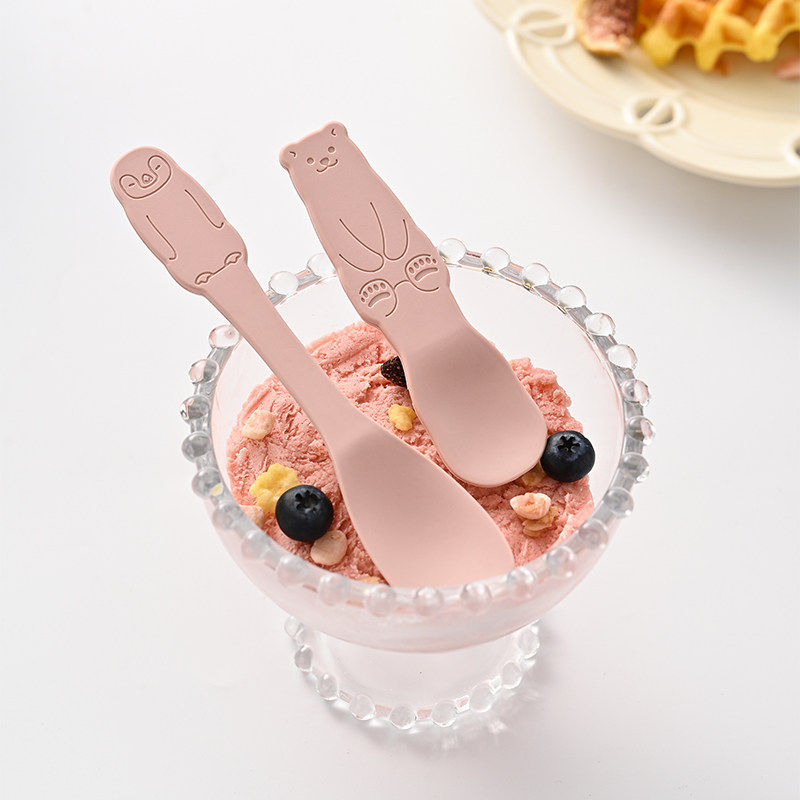 韩国食品级硅胶甜品勺家用长柄雪糕冰淇淋酸奶刮勺儿童吃饭小勺子
