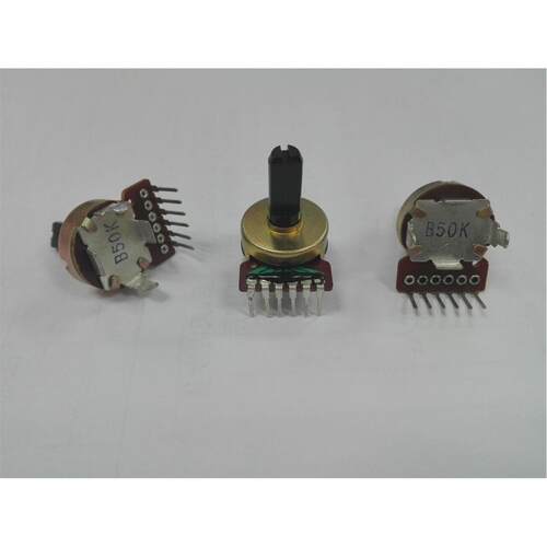 WH172 B50K 6脚 单排 B 50K 单连 电位器 半轴D型柄长15MM 一只价