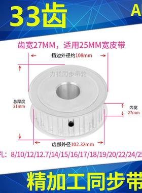 同步带轮L33齿AF带宽25内孔14 15 16 17 18 19 2230梯形齿L同步轮