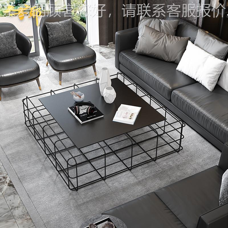 loft工业风茶几几何方形小户型个性创意铁艺复古咖啡桌酒吧桌子