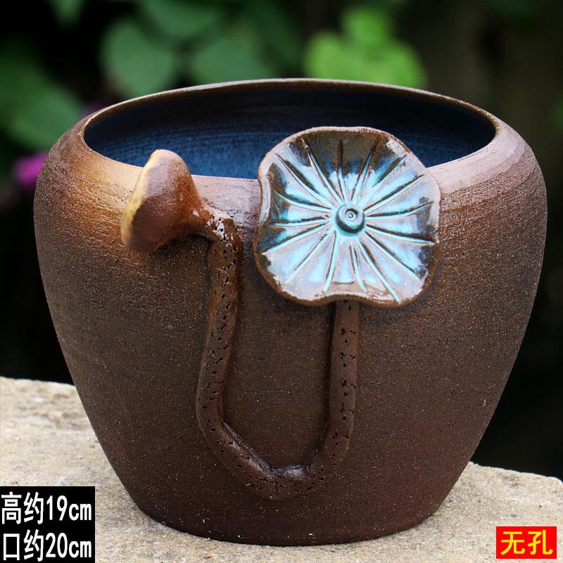 不水无孔陶瓷花盆大号粗陶罐器插花高筒陶罐MCD复古漏内室装饰花