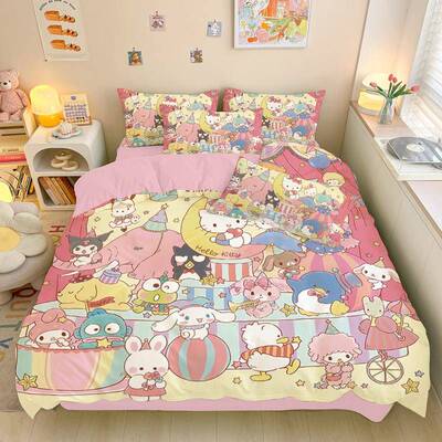三卡女通三丽鸥美乐蒂000000四件套亲肤棉桂狗件玉套儿童孩床库洛