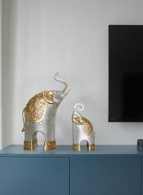 大厅象招财摆件一对客玄视关办公室桌面酒电柜家居装饰工艺ST839