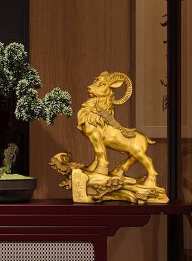 羊件黄铜领头羊办公室摆客厅生羊三肖羊开泰铜工LTY001艺品大号山