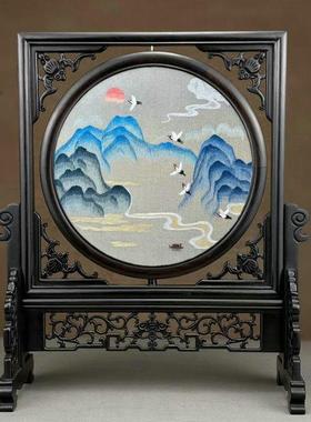工双面绣苏州家刺绣面摆件中国风工艺礼品摆桌饰客厅手居装饰乔UH