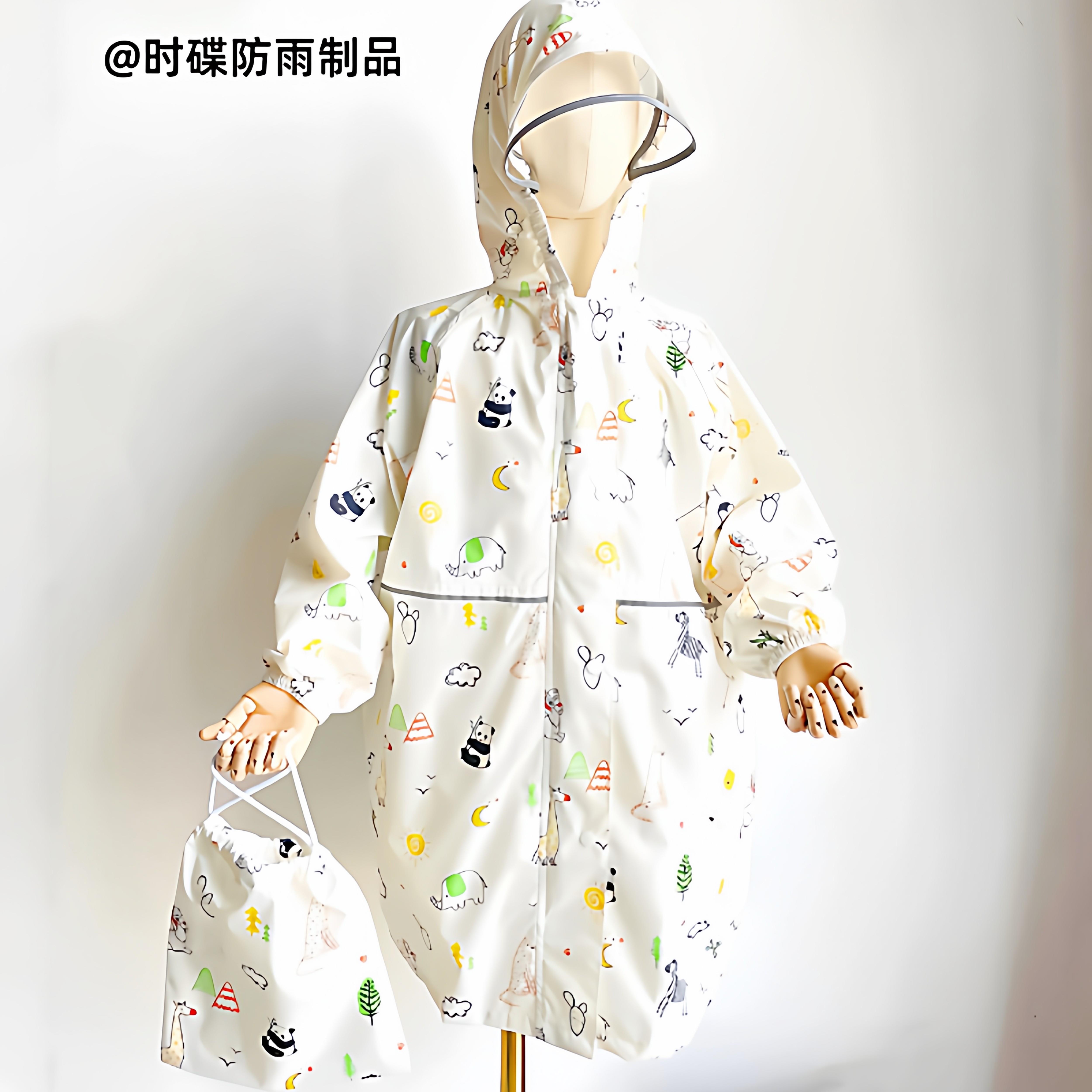 儿童衣中长身款防雨男女童宝宝小雨学生幼儿全园轻QJQ便反光卡通