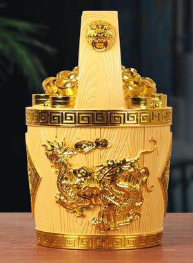 一钱桶金摆件聚开宝桶存罐元宝饰客厅玄关装品公司店铺一桶金存业