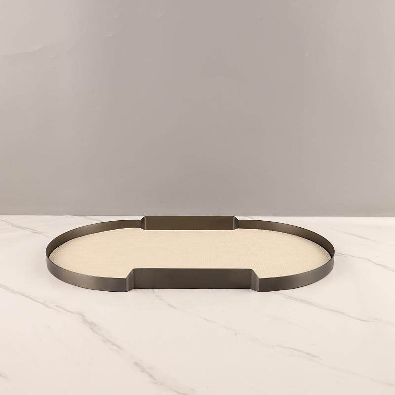 轻奢木马毛皮革KIX金盘属香薰托盘质客厅茶几样间长形收纳装板饰,家居饰品,香薰托盘,淘宝优惠券,粉丝福利购,淘宝优惠卷