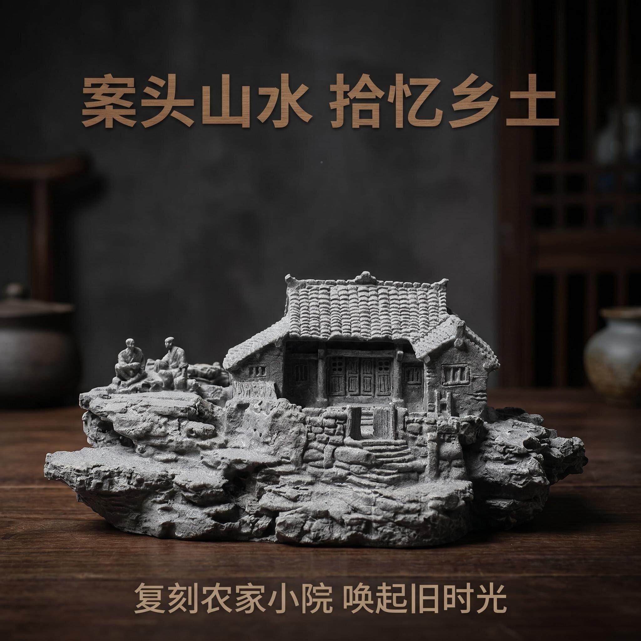 青石古怀旧5微景造观农家小院鱼缸装饰花盆复吸水石假砂山鱼池景