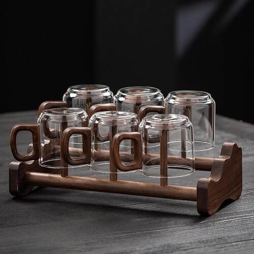 冠发胡木桃茶杯实茶木功夫茶具沥水架架茶台高档CZP摆件道配件收