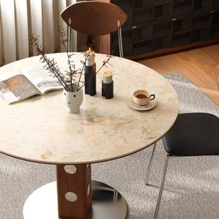 小咖桌包豪木斯莫奈园岩花板餐实木维亚1267圆桌家用设计师餐桌椅