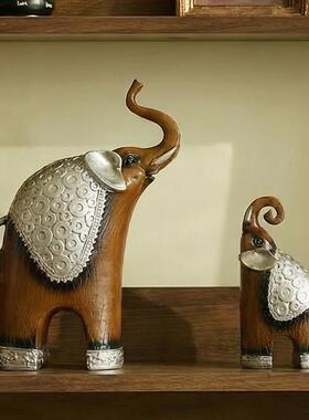 中式木头象家居玄装饰客品房间客厅电视新柜酒柜大象厅装饰摆件桌