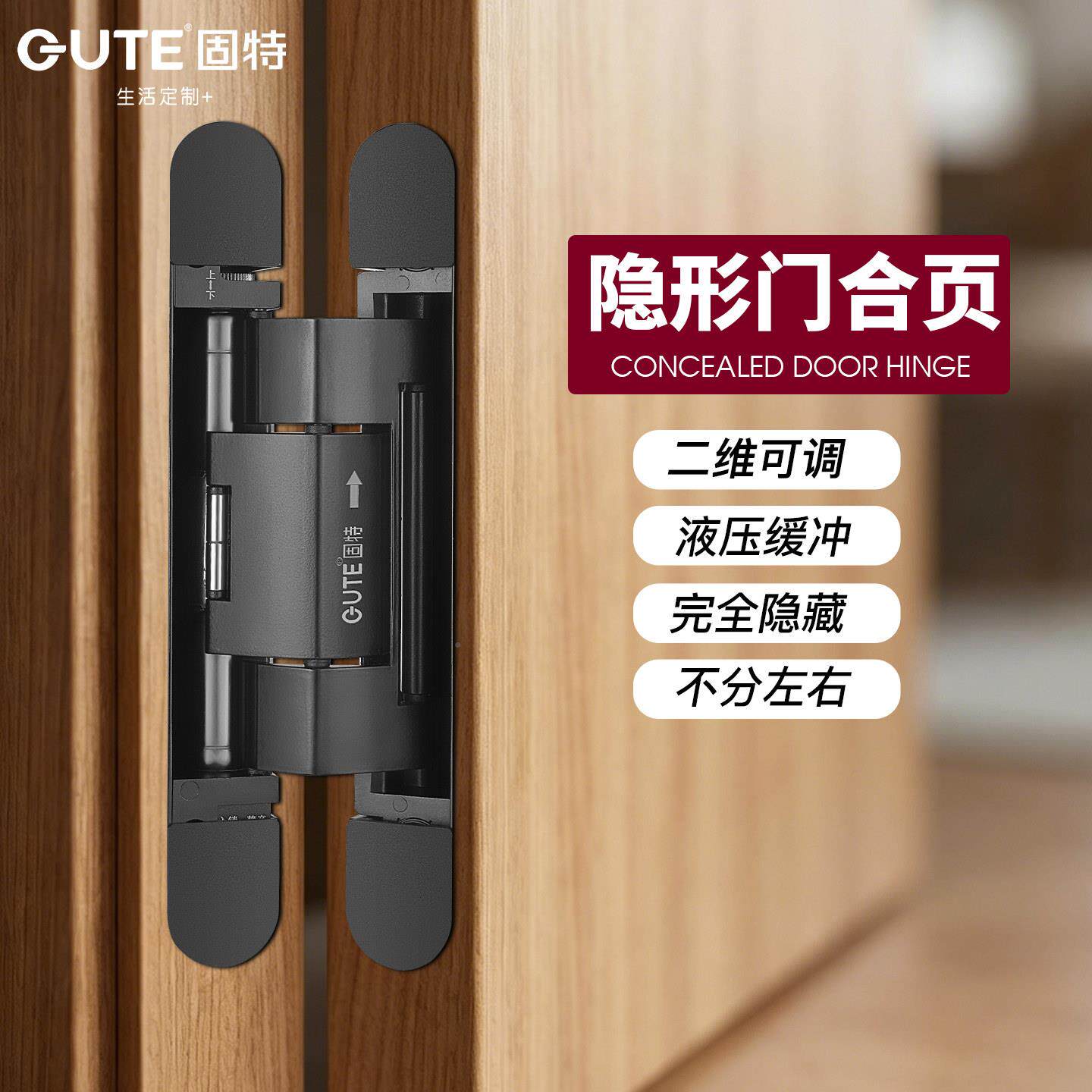 特尼隐形门暗合页铰液压缓冲自动闭门阻十字固荷叶链回弹闭门器