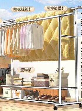 永焱地卧室家用挂衣架阳台衣架不锈钢加粗加厚XRR晾晒衣晒杆被落