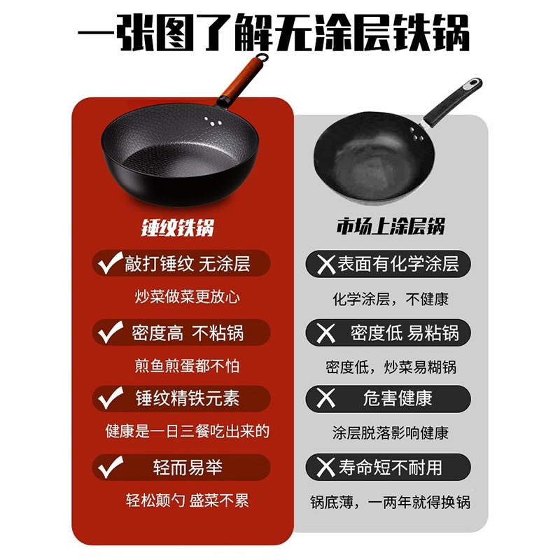 章丘手工/熟铁底锅铁锅用牛排深煎锅家不平锅粘无涂层煎鱼锅贴专