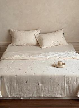 轻奢双高档全棉可层皱皱纱刺绣夏被四件套PEH空裸睡吸湿透气水洗