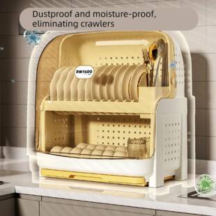 盘厨房放水碗筷收纳盒家面用RLA台沥架餐具碗碟置物架防尘碗柜装