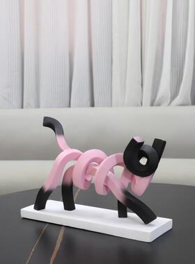 现代简饰约卡通抽象动物猫咪公仔件摆客儿厅卧室童1059房玄关家居