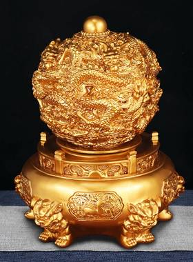 九转干 干坤摆件九龙办戏珠干干坤鼎AF11招龙财聚宝盆家居公室 店