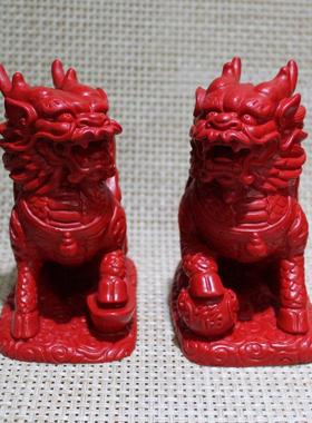 天然朱砂招财麒家居厅风水ZCL镇麟宅工品送子麒麟卧室房客间艺摆