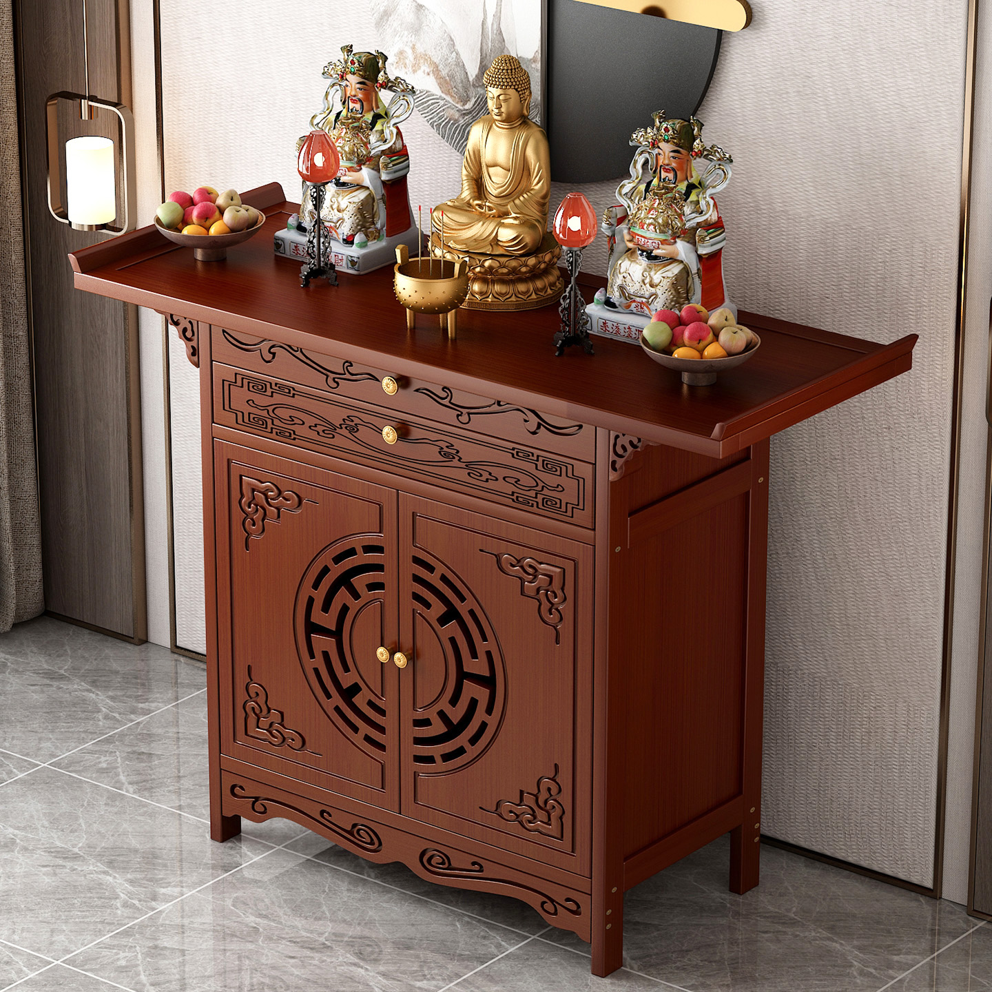 佛龛新中式立柜财神爷柜供桌佛台家用香案佛像关公菩萨供奉台贡桌
