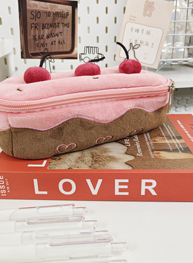 少女心樱桃蛋糕笔袋高颜值ins风女生可爱学生桌面收纳袋红书爆款