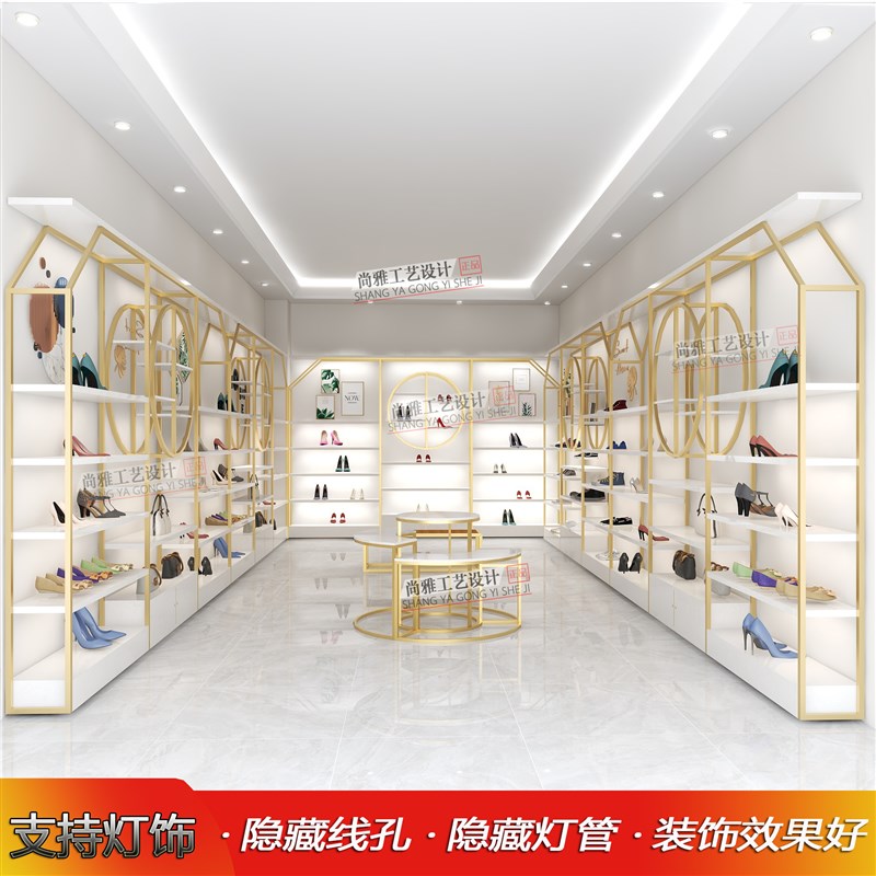 速发店铺鞋店鞋架展示架展示柜男童鞋卖鞋子的摆货陈列装修带灯