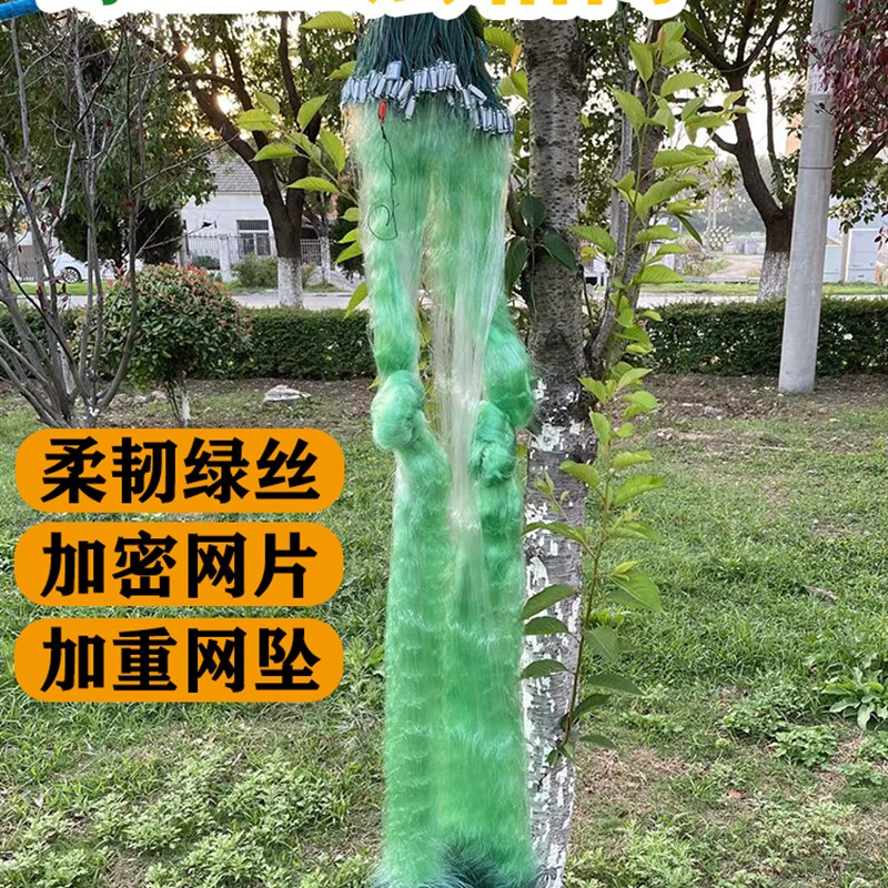 速发绿丝丝三粘网捕网层沉网挂网加粗加重鲫鲤草底网渔具