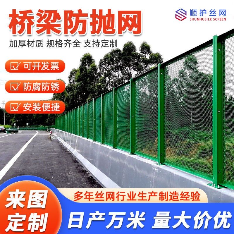 速发密梁防抛网防桥两侧防坠网高架防落物网道路桥纹天眩网框架护