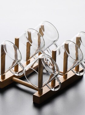 速发J6DA透明玻璃杯杯组杯架套装家用茶架喝茶杯杯子茶6摆件具字