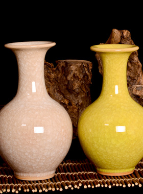 速发hc-0工陶景德镇0瓷仿古官窑裂纹釉赏瓶家饰品客厅5艺品摆件