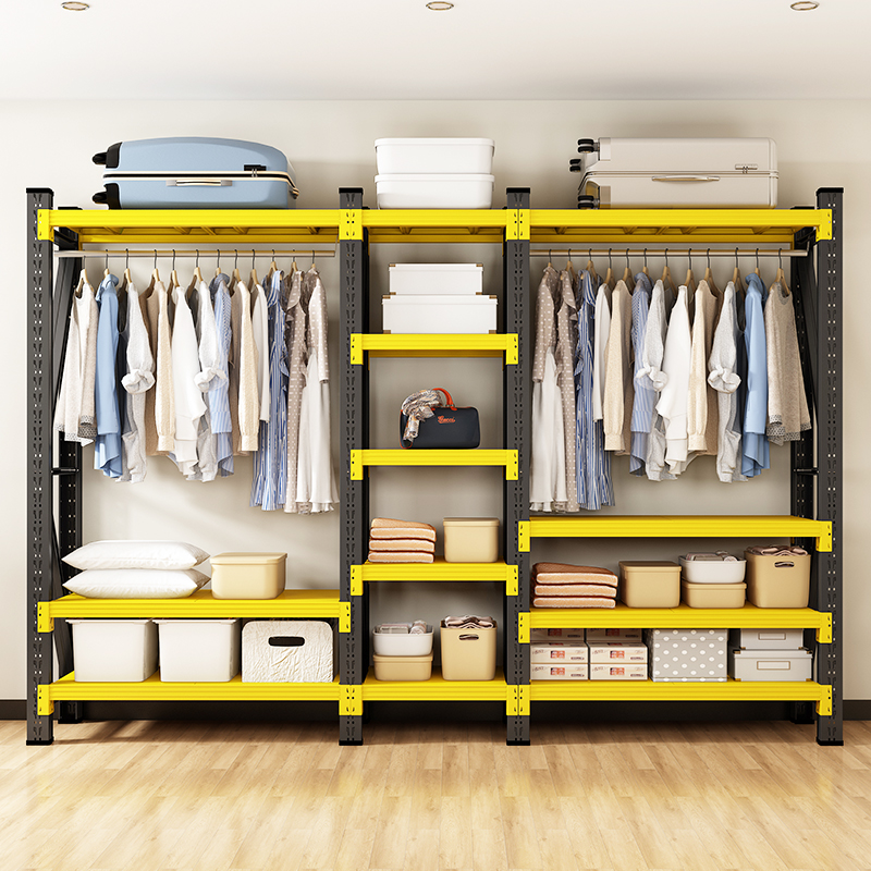 速发置放式简架货架卧室收纳柜子衣易组装落地衣帽架开物架房衣柜