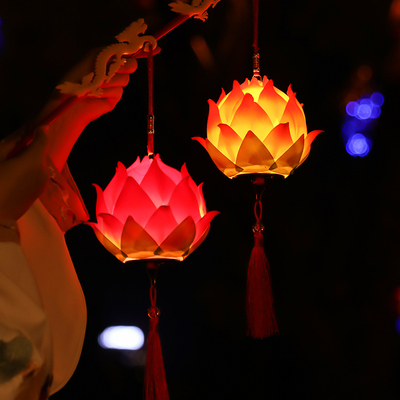 速发中秋装古风莲花灯笼儿童20花4新款手提发光荷2灯汉服节饰挂饰