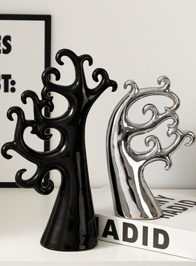 速发小众风抽公艺术摆件象厅办客室书房玄关设计师装饰品树木