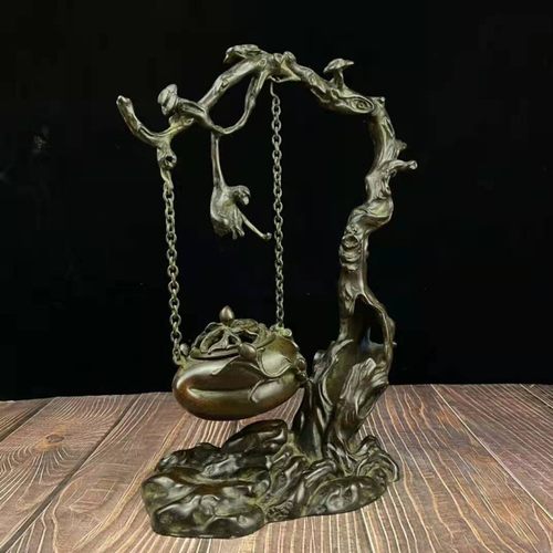 速发纯铜香炉悬挂吊炉道子摘桃熏茶家用室内檀香沉香炉猴中式禅意