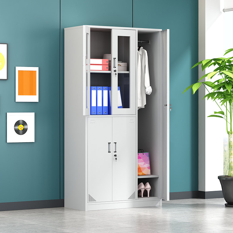 速发办五室带锁公门玻璃更衣柜职挂工衣柜员工宿舍储物柜铁皮收纳