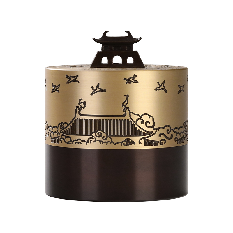 速发铜香炉创意瑞鹤图香薰炉家用室内祥云盘香炉香道茶道禅意香篆