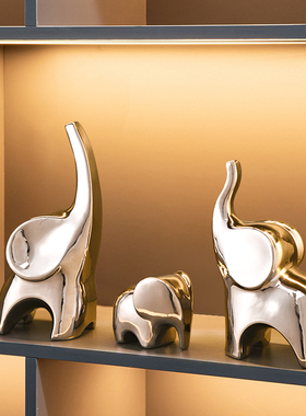 速发高件轻奢吉象三口之家大象摆档家饰居品客厅酒柜电视柜桌面装