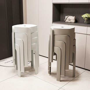 速发塑料凳子家用餐桌圆板凳风叠放加厚备凳可车用简约椅子高胶凳