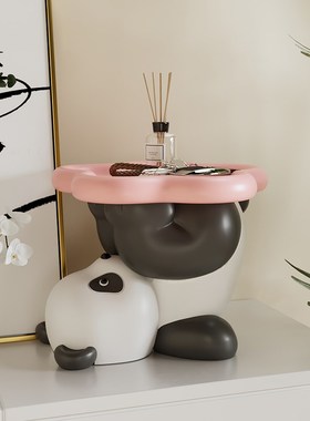 速发创意熊猫入户门口玄件放收纳装盘摆关鞋柜上托饰品高级感小众