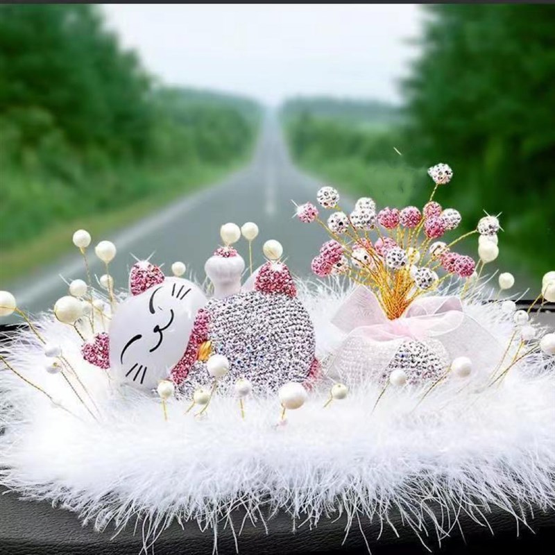 速发车内装饰中钻太能招财猫汽车内饰摆件载控台仪表台车镶创意可